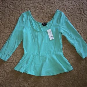 Bebe Aqua Peplum Top